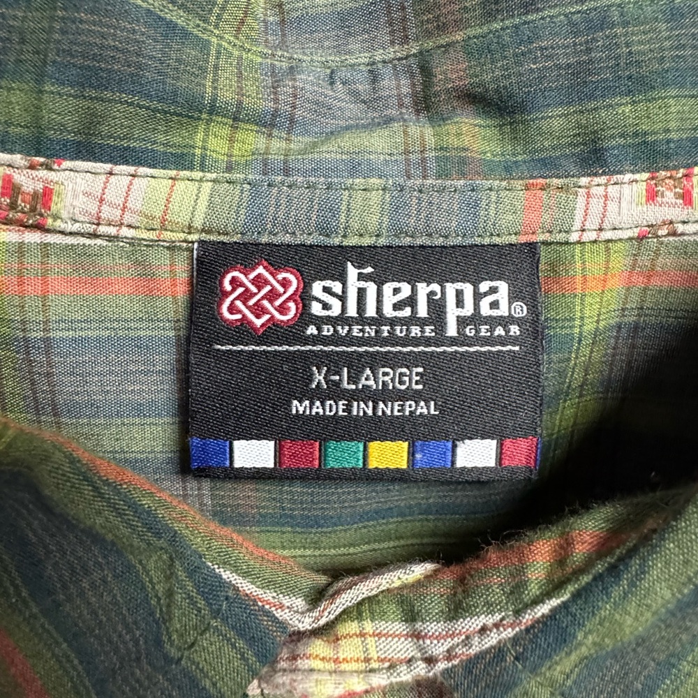 Men's Multicolor Short Sleeve Plaid Sherpa Adventure Gear Shirt made in Nepal